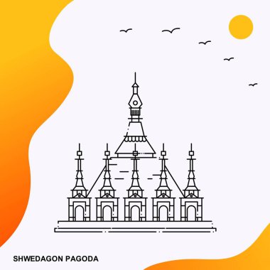 Seyahat Shwedagon Pagoda Poster şablonu 