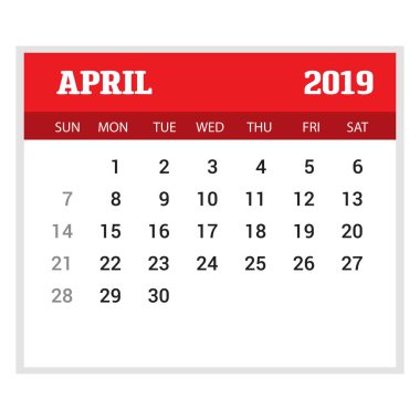 2019 mutlu yeni yıl Nisan takvimi şablonunu. Noel arka plan