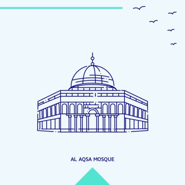 Al Aqsa Mosque manzarası vektör çizim 