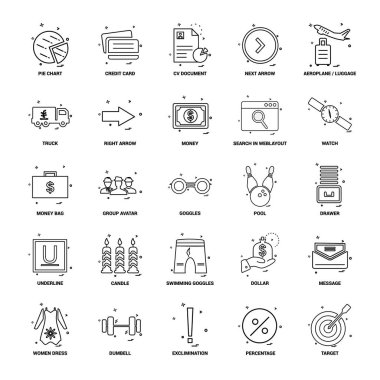 25 iş kavramı Mix satır Icon set