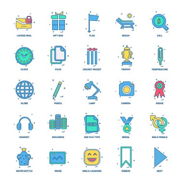 25 iş kavramı Mix düz renk simge seti