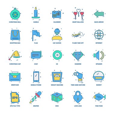 25 iş kavramı Mix düz renk simge seti