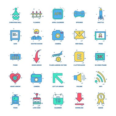 25 iş kavramı Mix düz renk simge seti