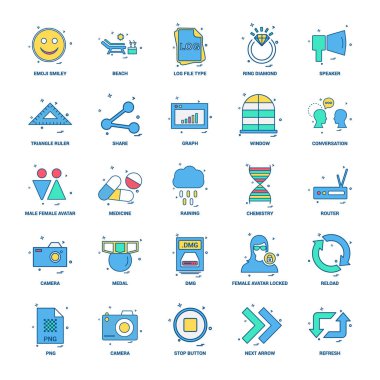 25 iş kavramı Mix düz renk simge seti