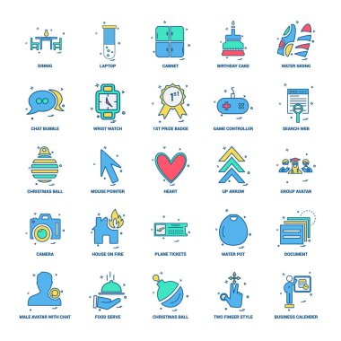 25 iş kavramı Mix düz renk simge seti