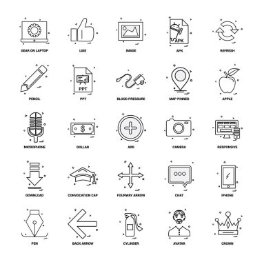 25 iş kavramı Mix satır Icon set