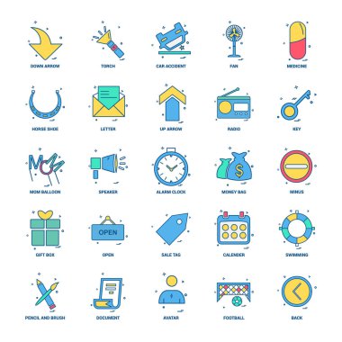 25 iş kavramı Mix düz renk simge seti