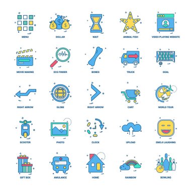 25 iş kavramı Mix düz renk simge seti