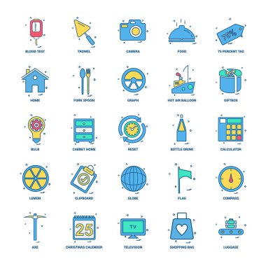 25 iş kavramı Mix düz renk simge seti