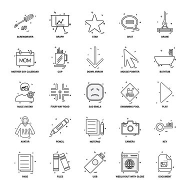 25 iş kavramı Mix satır Icon set