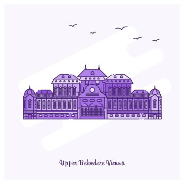 Upper Belvedere Viyana Landmark mor noktalı çizgi manzarası vektör çizim