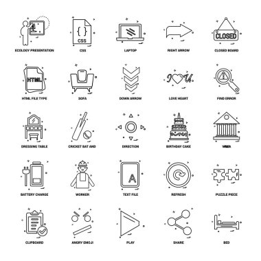 25 iş kavramı Mix satır Icon set