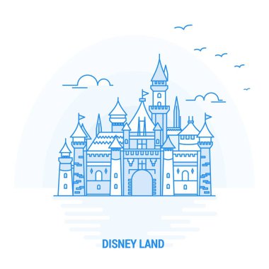 Disney Land mavi Landmark. Yaratıcı arka plan ve Poster şablonu