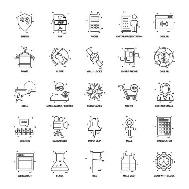 25 iş kavramı Mix satır Icon set