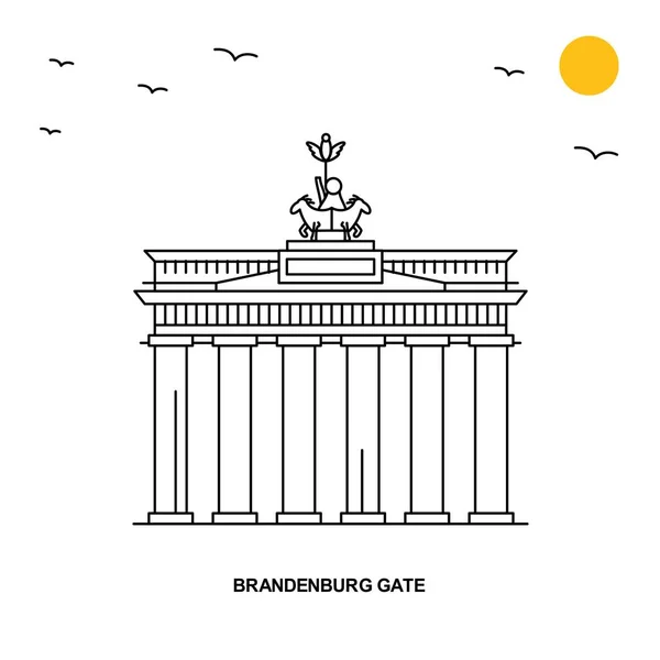 Brandenburg Gate Monument World Travel Naturliga Illustration Bakgrund Linjestil — Stock vektor