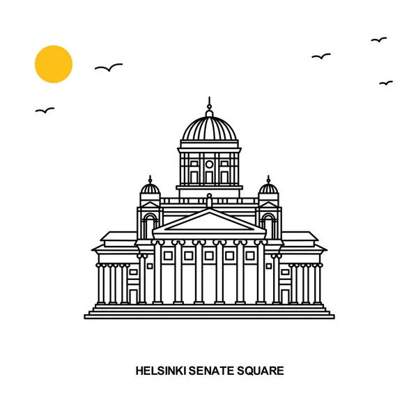 Helsinki Senate Square Monument Mondo Viaggio Illustrazione Naturale Sfondo Stile — Vettoriale Stock