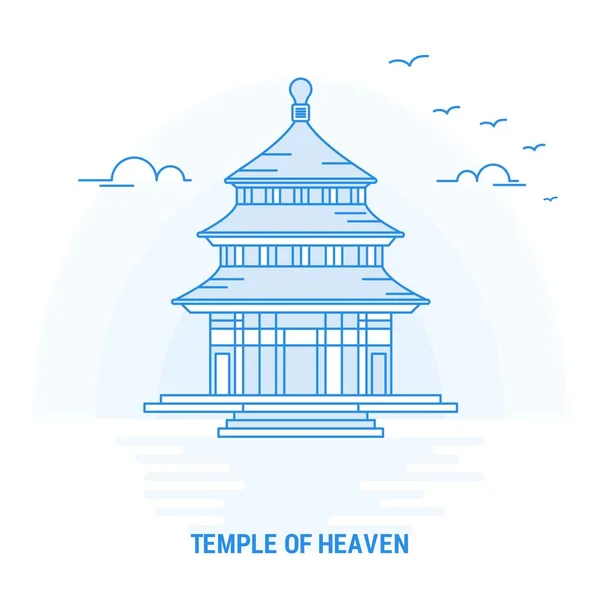 Templo Del Cielo Blue Landmark Fondo Creativo Plantilla Póster — Vector de stock
