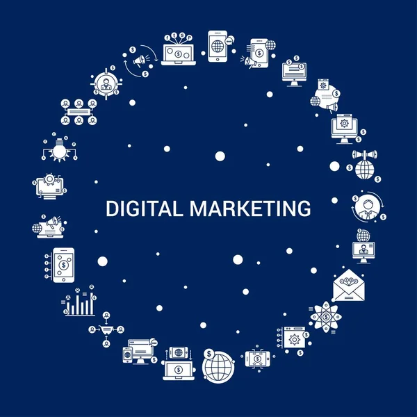 Ícone Marketing Digital Criativo Fundo — Vetor de Stock