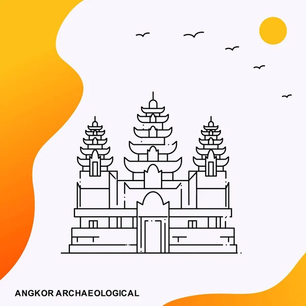 Plantilla Póster Viaje Angkor Archaeological — Archivo Imágenes Vectoriales