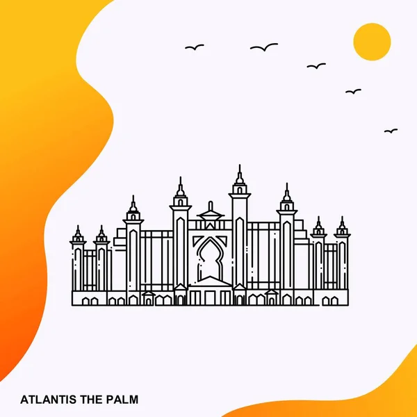 Viagem Atlantis Palm Poster Template — Vetor de Stock