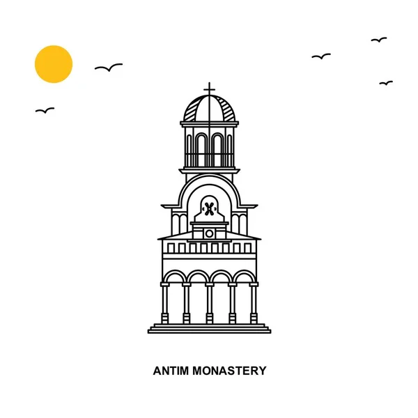 Antim Monastery Monumento World Travel Ilustración Natural Fondo Estilo Línea — Vector de stock