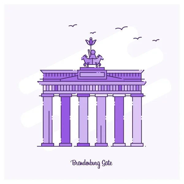 Brandenburg Gate Punto Riferimento Linea Punteggiata Viola Skyline Vettoriale Illustrazione — Vettoriale Stock