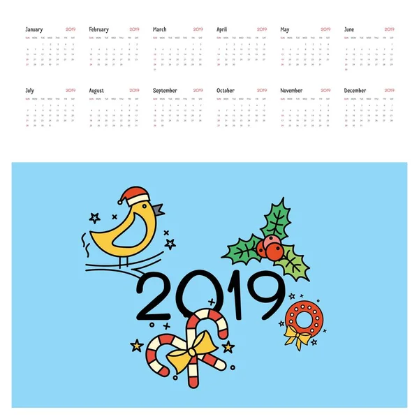 Feliz Navidad Feliz Año Nuevo 2019 Plantilla Banner Navidad — Archivo Imágenes Vectoriales