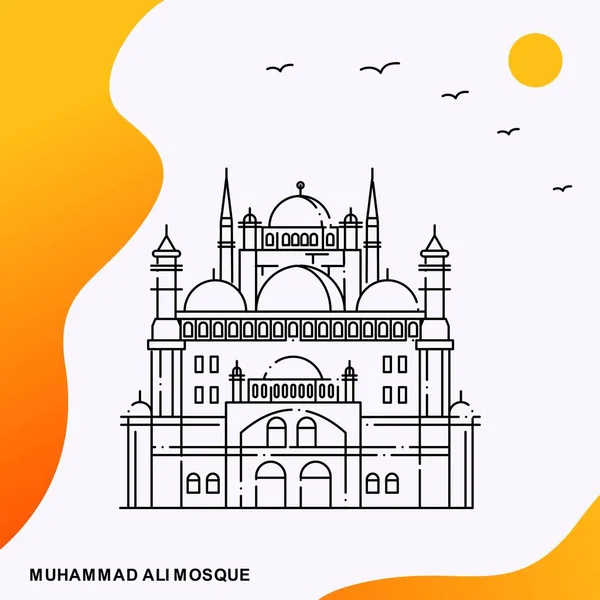 Modèle Affiche Muhammad Ali Mosque Voyage — Image vectorielle