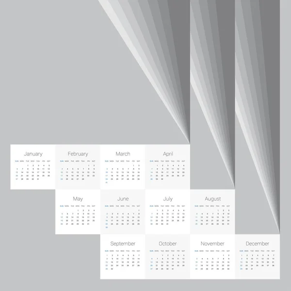 2019 Calendar Template Vector Gray Background — Stock Vector