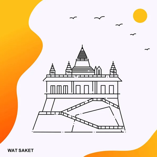 Modello Poster Wat Saket Viaggio — Vettoriale Stock