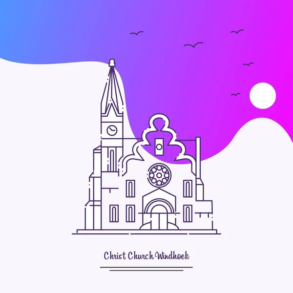 Christ Church Windhoek Poster Template Fondo Creativo Púrpura — Vector de stock