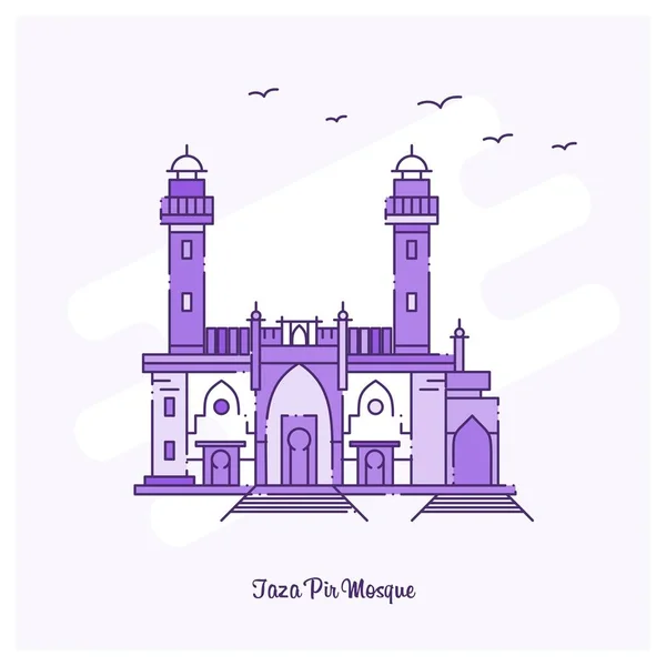 Taza Pir Mosque Landmark Purple Dotted Line Skyline Vector Ilustración — Vector de stock