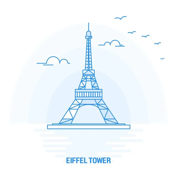 Eiffel Tower Blue Landmark Fundo Criativo Modelo Cartaz — Vetor de Stock