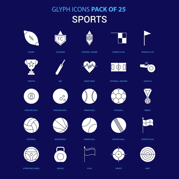Спорт Білий Значок Синьому Фоні Піктограм — стоковий вектор