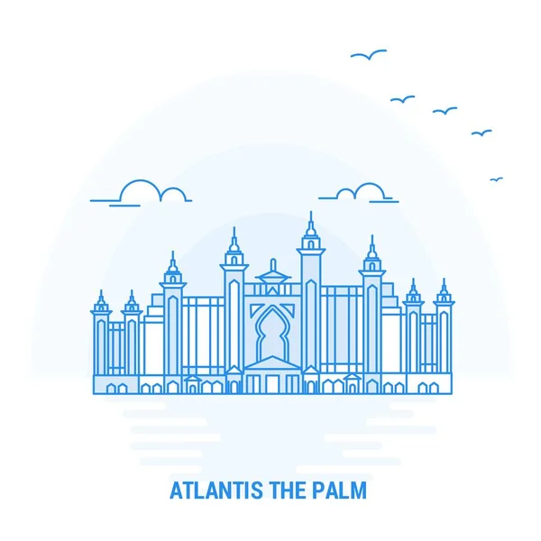 Atlantis Palm Blue Landmark Креативный Фон Шаблон Плаката — стоковый вектор