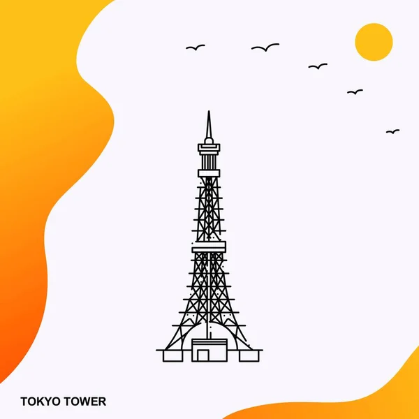 Modelo Cartaz Viagem Tokyo Tower — Vetor de Stock