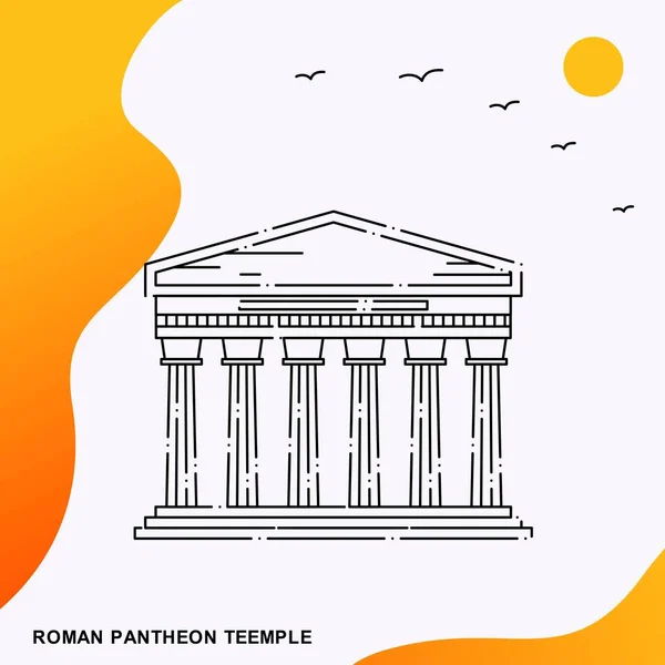 Travel Pantheon Roman Teemple Plantilla Póster — Vector de stock