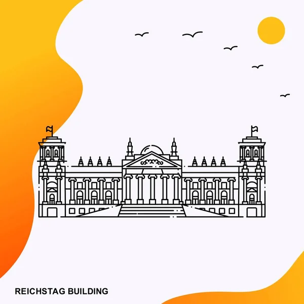 Plantilla Póster Construcción Viajes Reichstag — Vector de stock