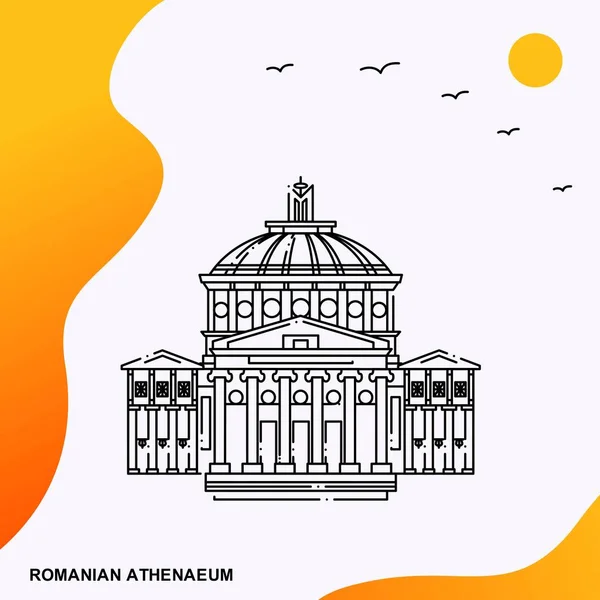 Seyahat Romen Athenaeum Poster Şablonu — Stok Vektör