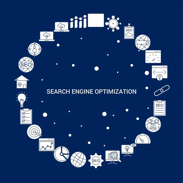Creatieve Search Engine Optimization Pictogram Achtergrond — Stockvector