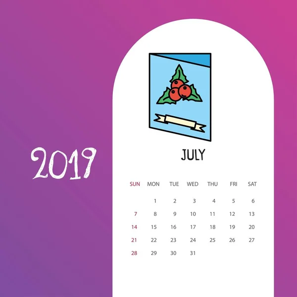 2019 Feliz Ano Novo Fevereiro Calendário Modelo Fundo Natal — Vetor de Stock