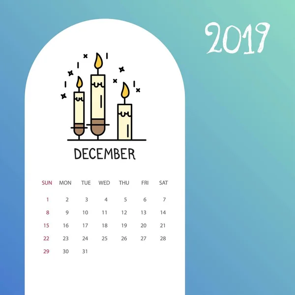 2019 Frohes Neues Jahr November Kalendervorlage Weihnachtlicher Hintergrund — Stockvektor