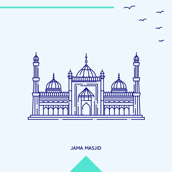 Jama Masjid Silhuett Vektorillustration — Stock vektor