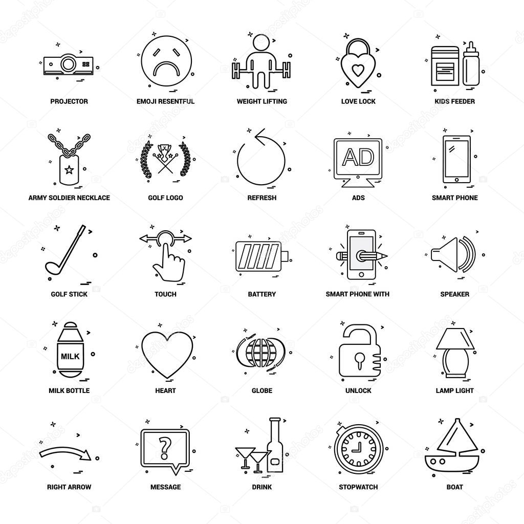 25 Business Concept Mix Line Icon set