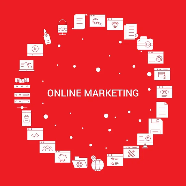 Online Marketing Symbol Gesetzt Infografische Vektorvorlage — Stockvektor