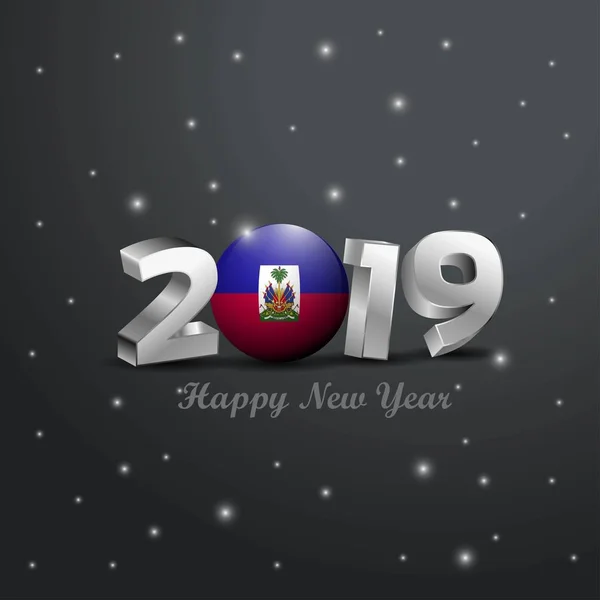 2019 Новым Годом Гаити Флаг Типография Тезисы Празднеств — стоковый вектор