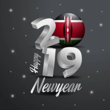 2019 mutlu yeni yıl Kenya bayrak tipografi. Kutlama arka plan