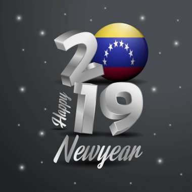 2019 mutlu yeni yıl Venezuela bayrak tipografi. Kutlama arka plan