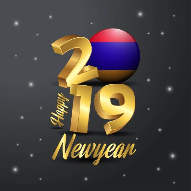 2019 mutlu yeni yıl Ermenistan bayrağı tipografi. Kutlama arka plan