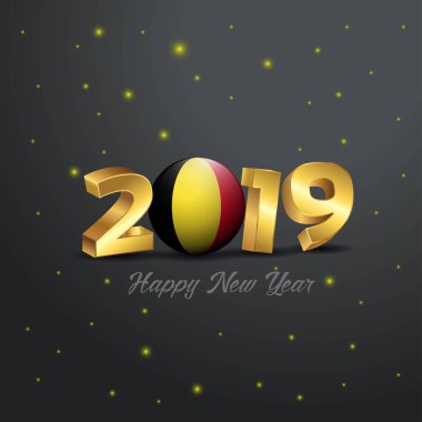 2019 mutlu yeni yıl Belçika bayrağı tipografi. Kutlama arka plan